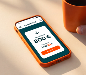 Smartphone zeigt einen Geldeingang auf einem digitalen Konto an