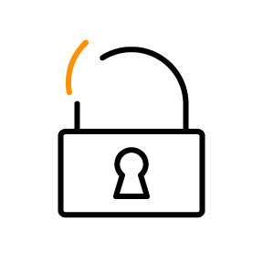 Stilisierte Darstellung eines aufgebrochenen Schlosses