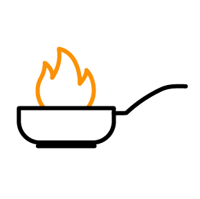 Stilisierte Darstellung einer brennenden Pfanne