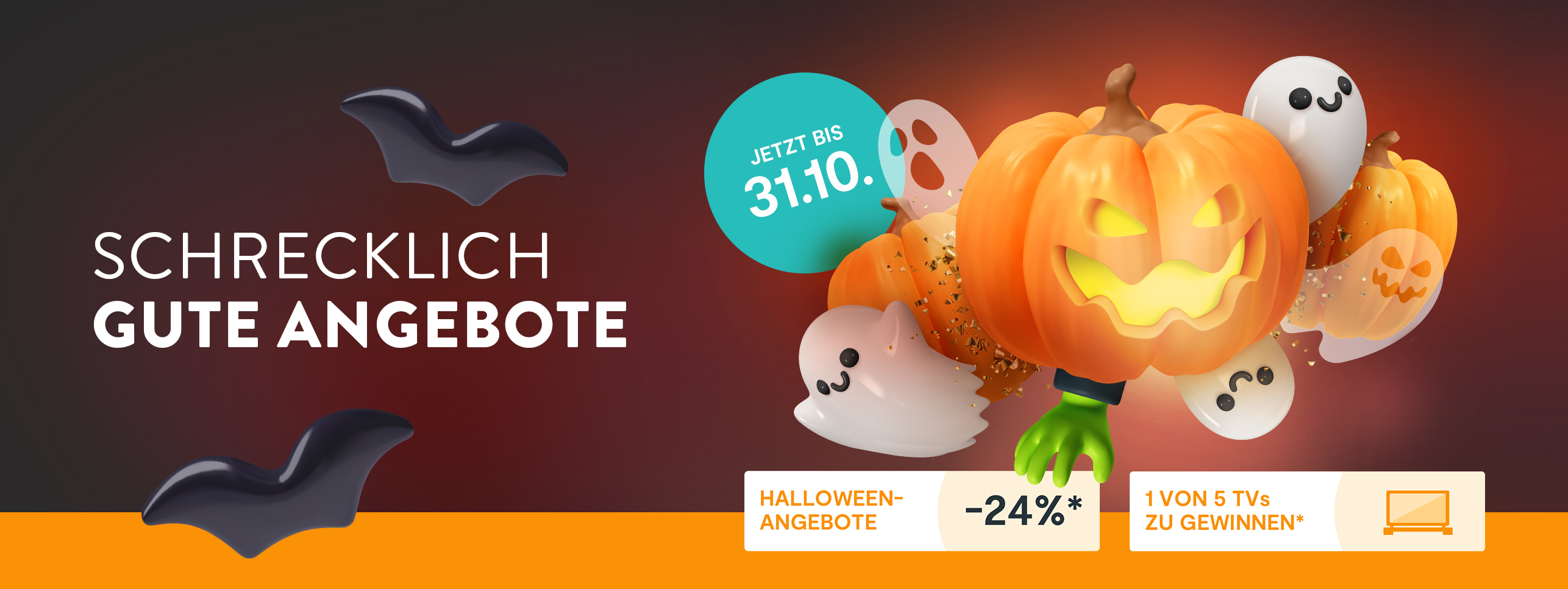 Banner mit Halloween-Optik zur Bewerbung der aktuellen Aktion