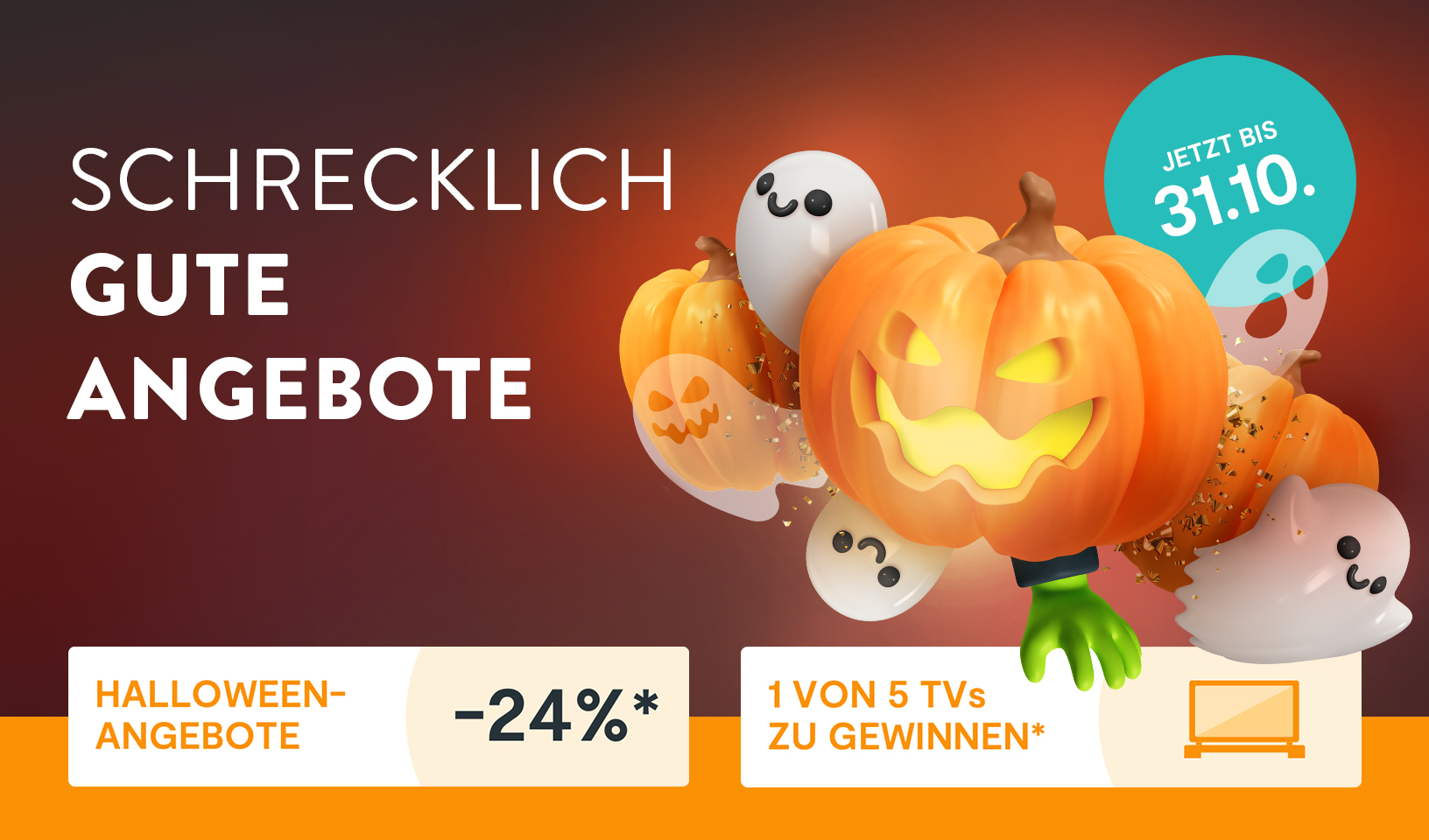 Banner mit Halloween-Optik zur Bewerbung der aktuellen Aktion