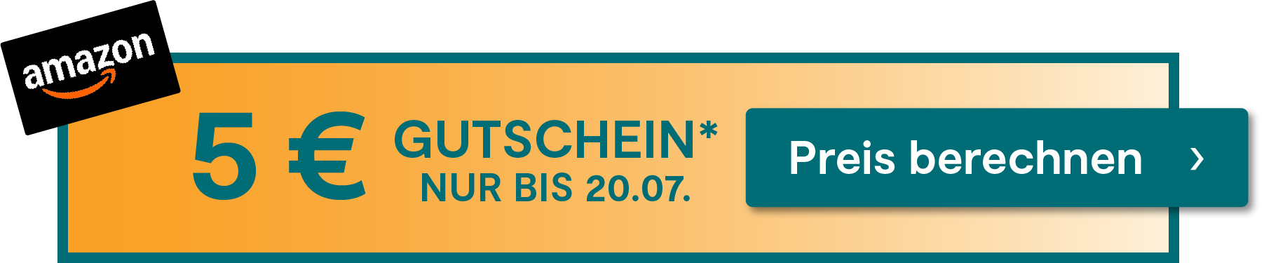 Nur noch bis zum 20.07.2025 beim Abschluss einer Versicherung einen 5 € Amazon.de Gutschein sichern. Jetzt hier klicken.
