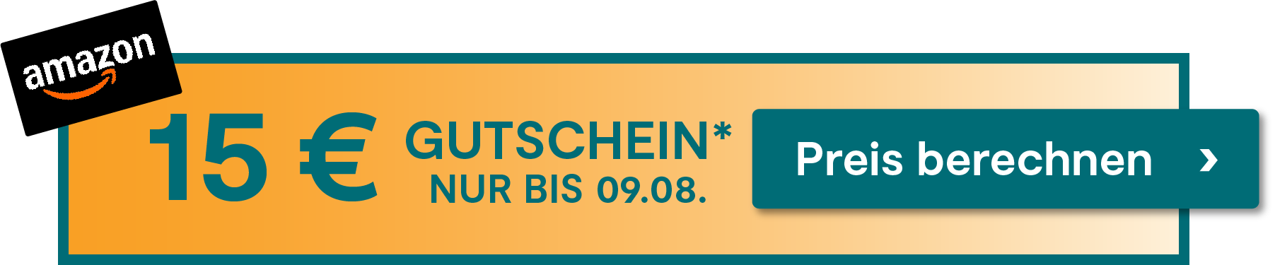 Nur noch bis zum 09.08.2026 beim Abschluss einer Versicherung einen 15 € Amazon.de Gutschein sichern. Jetzt hier klicken.