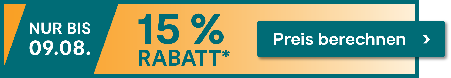 Nur noch bis zum 09.08.2026 beim Abschluss einer Versicherung 15 % Rabatt sichern. Jetzt hier klicken.