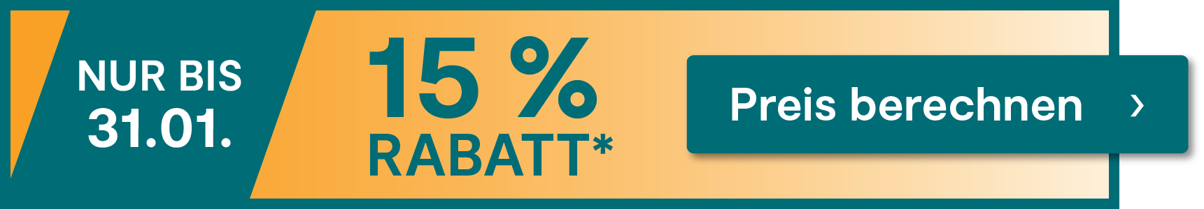 Nur noch bis zum 31.01.2026 beim Abschluss einer Versicherung 15 % Rabatt sichern. Jetzt hier klicken.