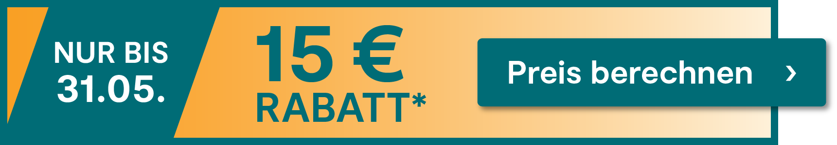 Nur noch bis zum 31.05.2026 beim Abschluss einer Versicherung 15 € Rabatt sichern. Jetzt hier klicken.