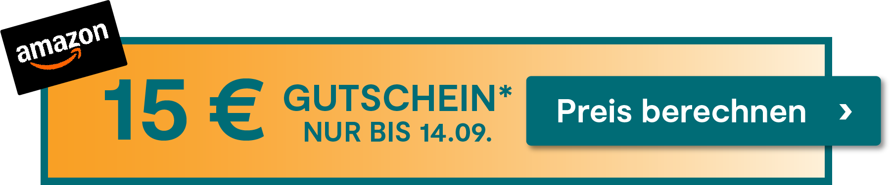 Nur noch bis zum 14.09.2026 beim Abschluss einer Versicherung einen 15 € Amazon.de Gutschein sichern. Jetzt hier klicken.
