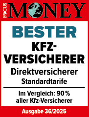 Auszeichnung "Bester Kfz-Versicherer" unter den Direktversicherern Standardtarife (Focus Money Ausgabe 36/2025)