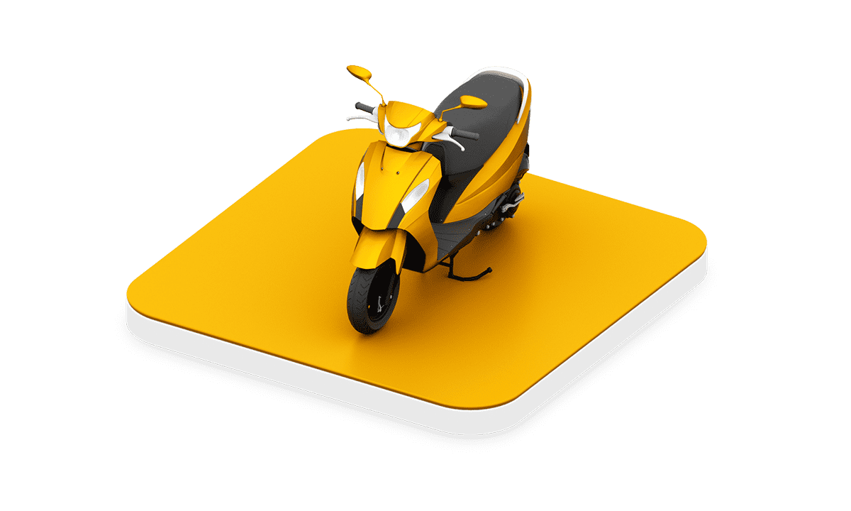 Moped auf orangener Bühne