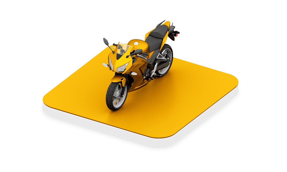 Motorrad auf orangener Bühne