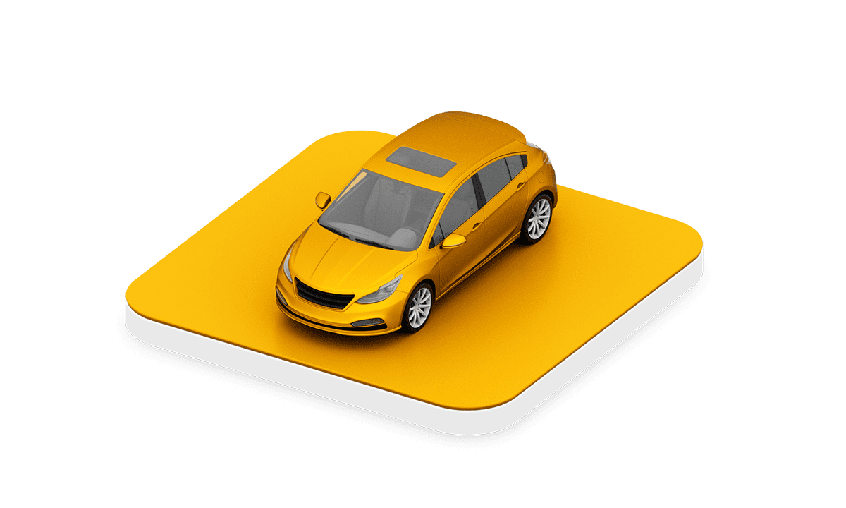 Auto auf orangener Bühne