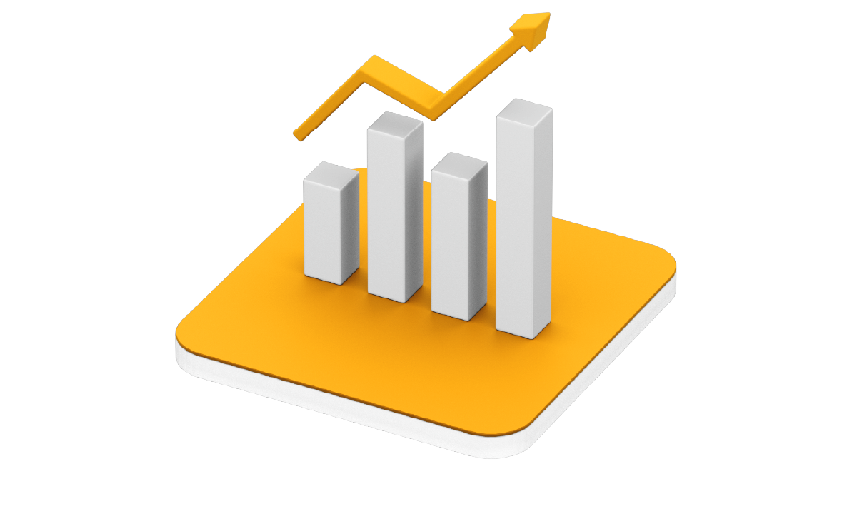 Börsendiagramm auf orangener Bühne