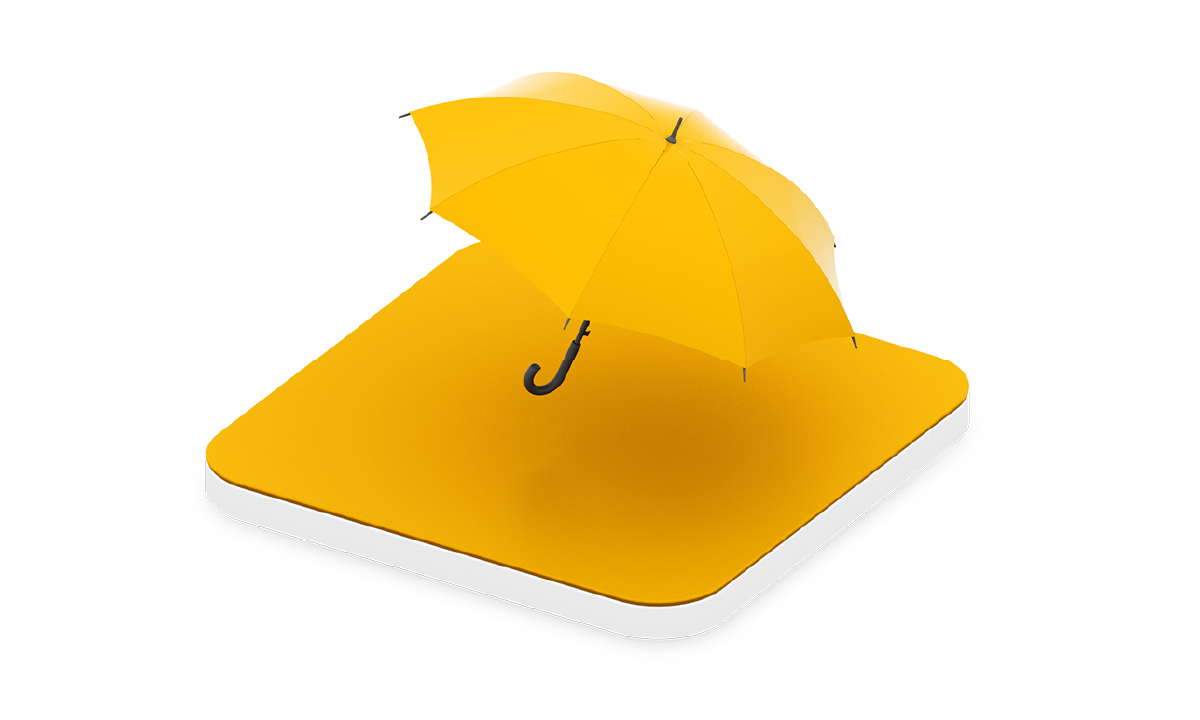 Regenschirm auf orangener Bühne