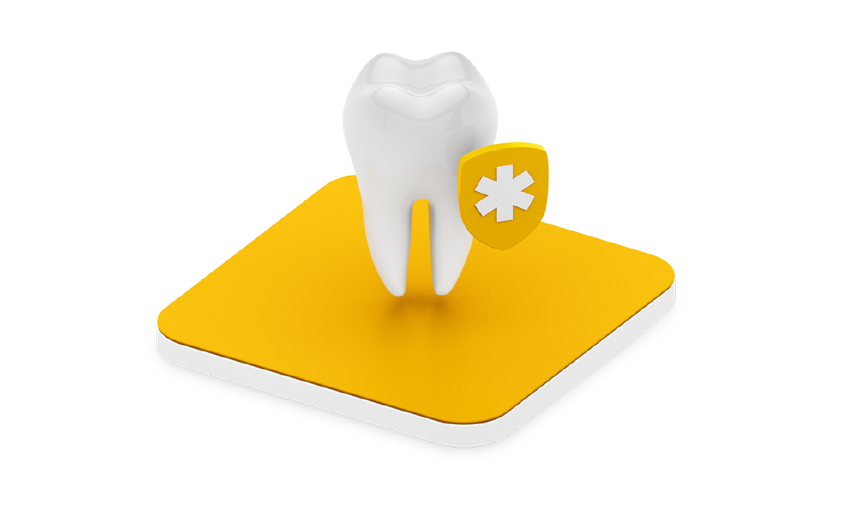 Zahn auf orangener Bühne