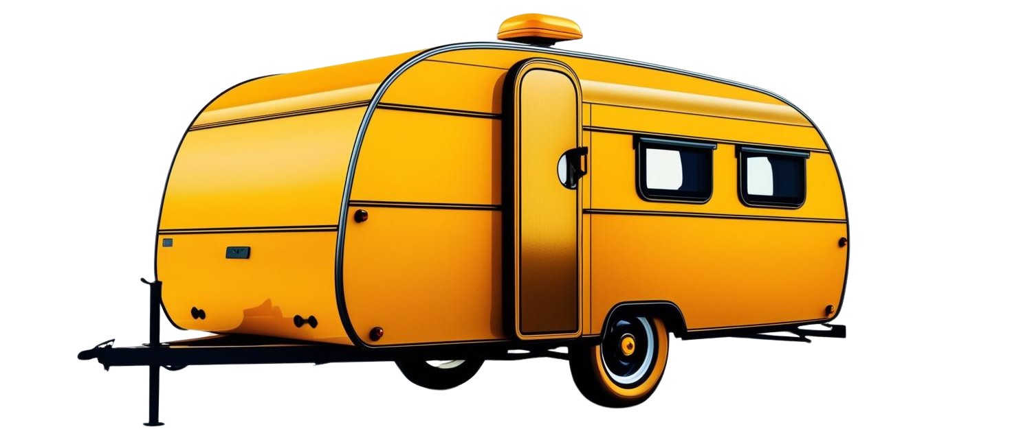 Orangener Wohnwagen