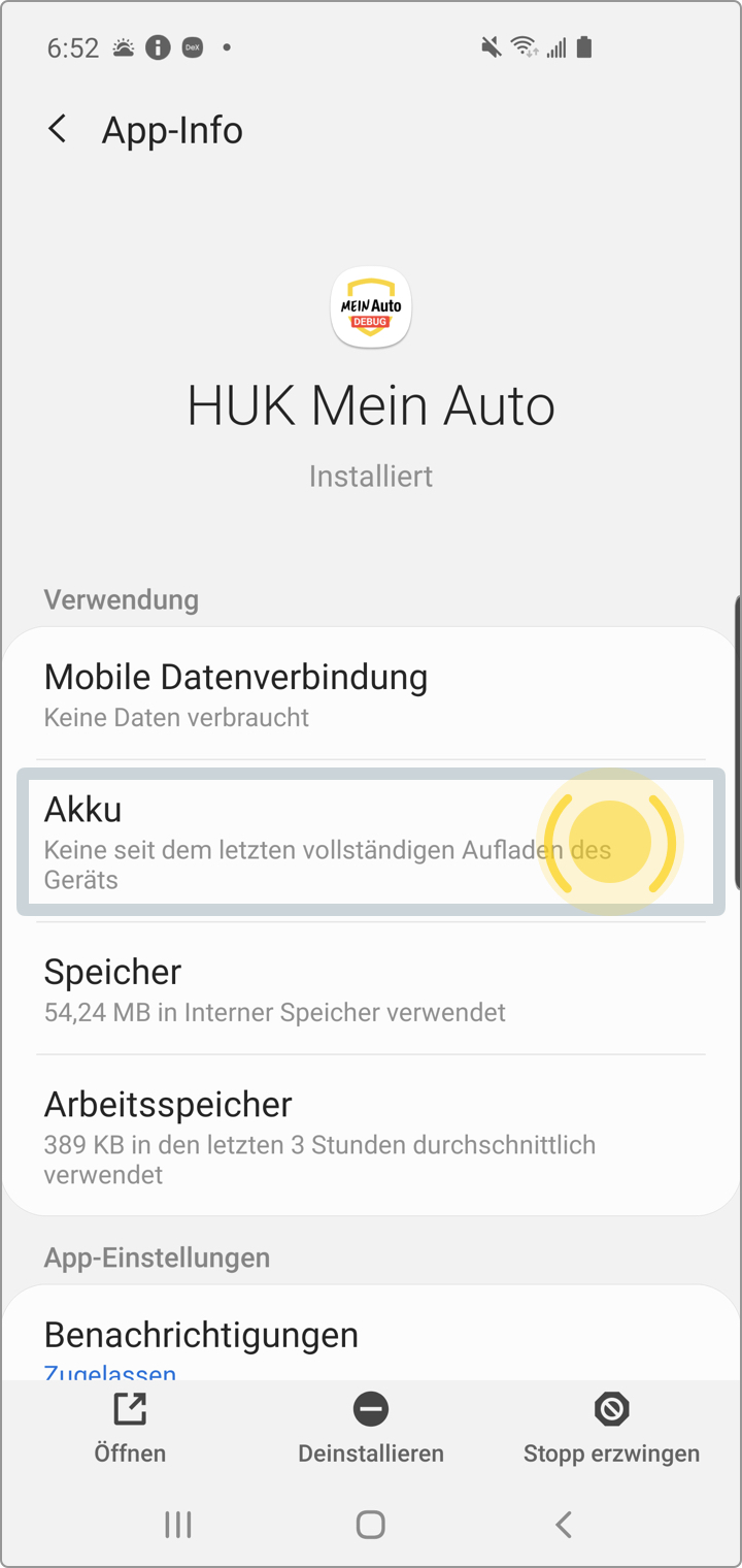 Samsung mit Android 11 - Akkuoptimierung ausschalten (mehrere Schritte)