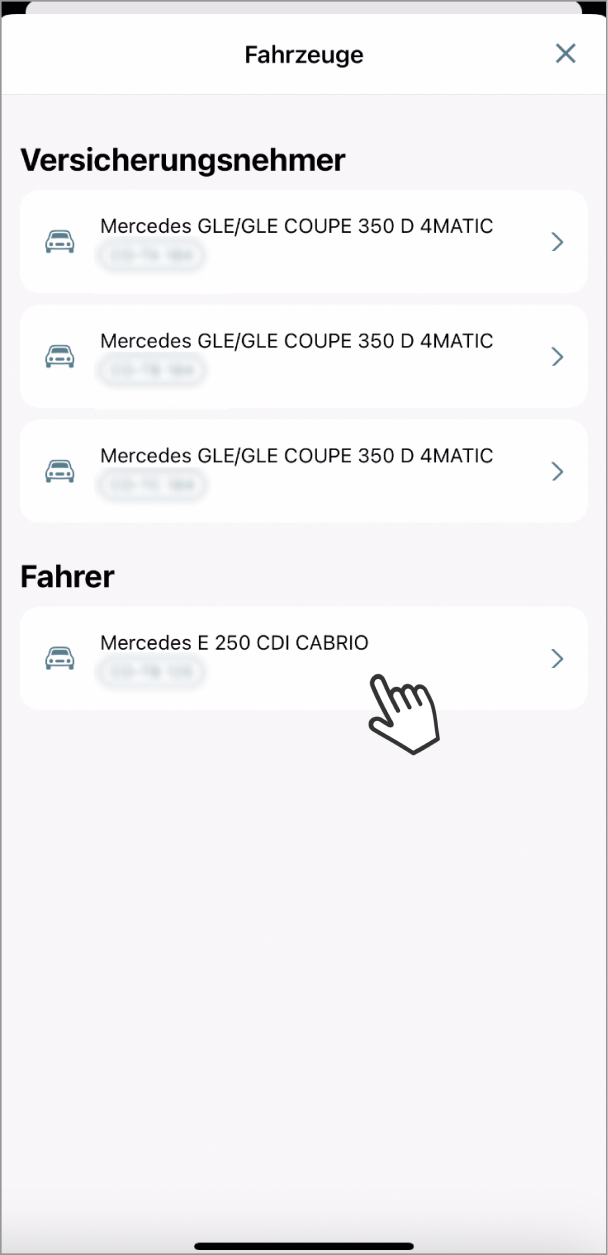 Screenshot der Telematik App