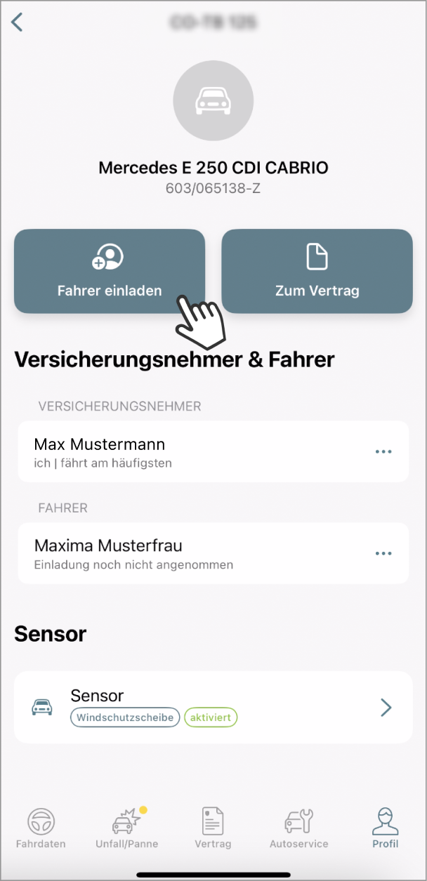 Screenshot der Telematik App