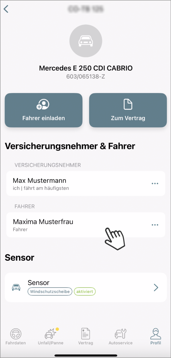 Screenshot der Telematik App