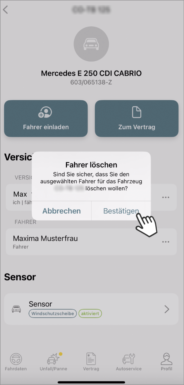 Screenshot der Telematik App