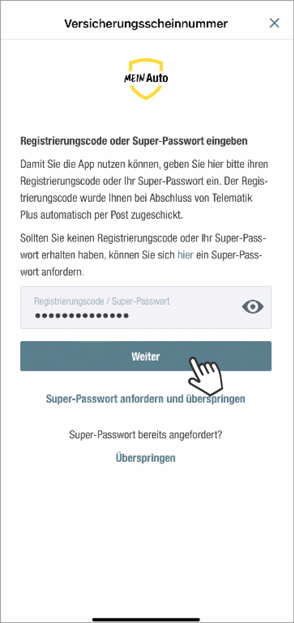 Screenshot der Telematik App