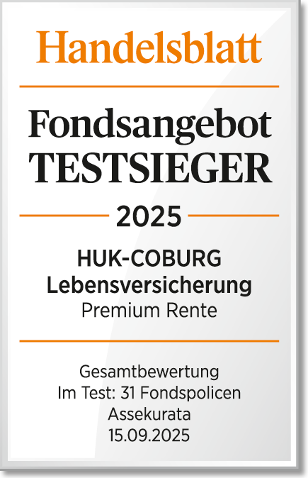 Handelsblatt: Fondsangebot Testsieger - HUK-COBURG Lebensversicherung - Premium Rente